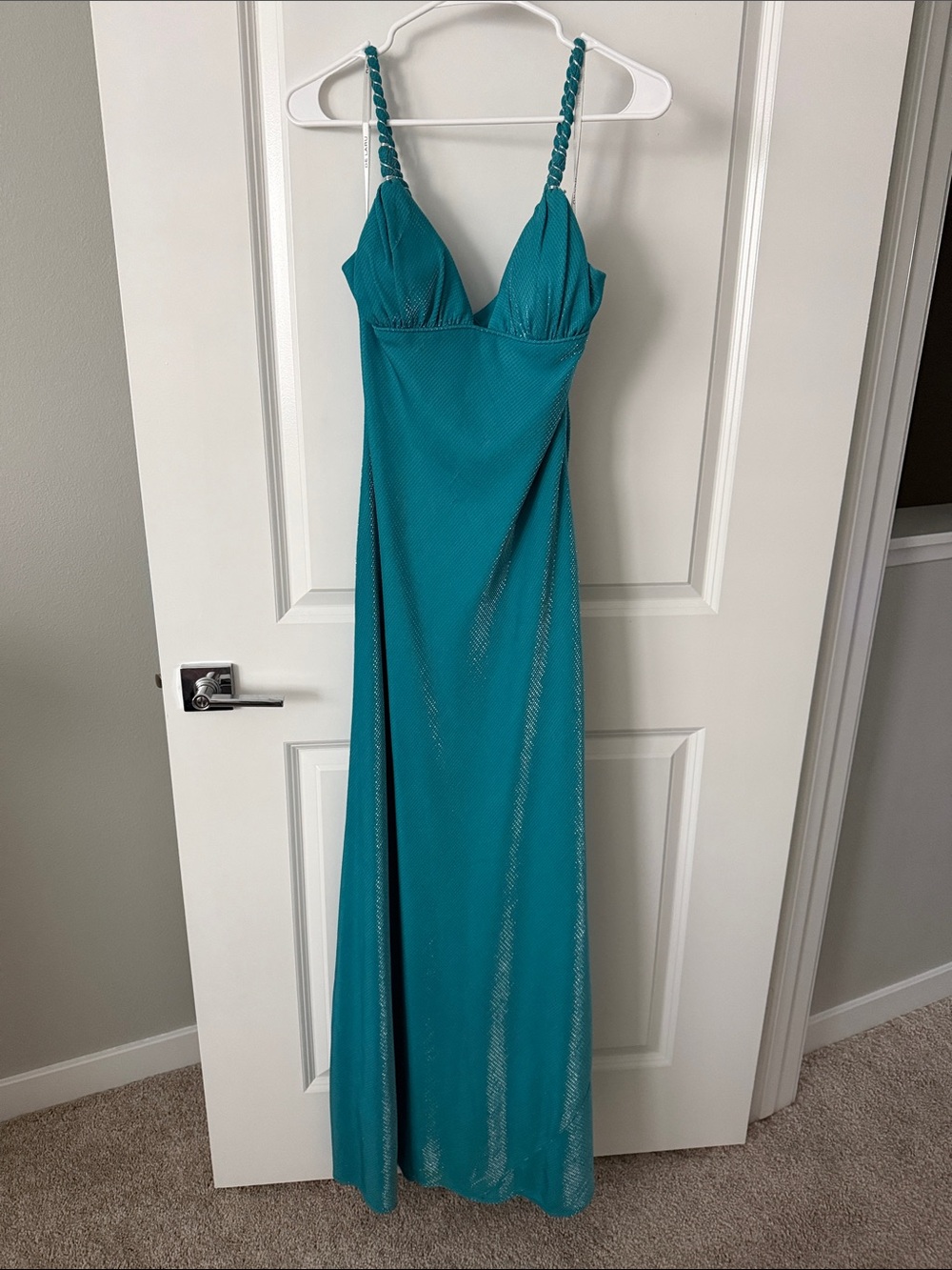 Braided-Strap Teal Maxi Dress - Brand Not Specified